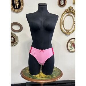 Victoria's Secret Vintage Pink Floral Lace Cotton Cheeky Bikini Panties Size L